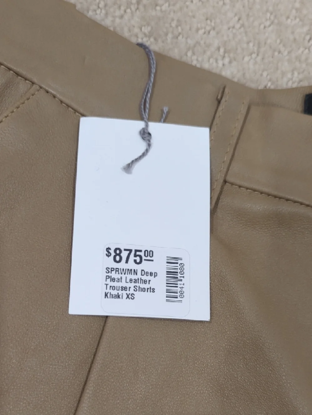 SPRWMN Deep Pleated Trouser Short in Khaki - Picture 3 of 6
